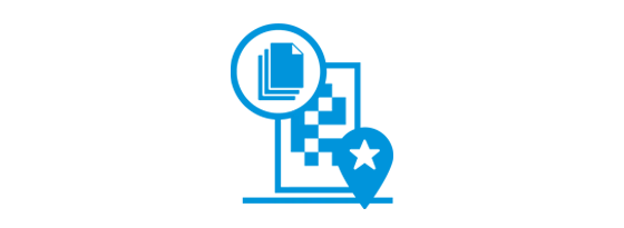Blaues Icon beschreibt die dynamische Kreation von OOH-Kampagnen.