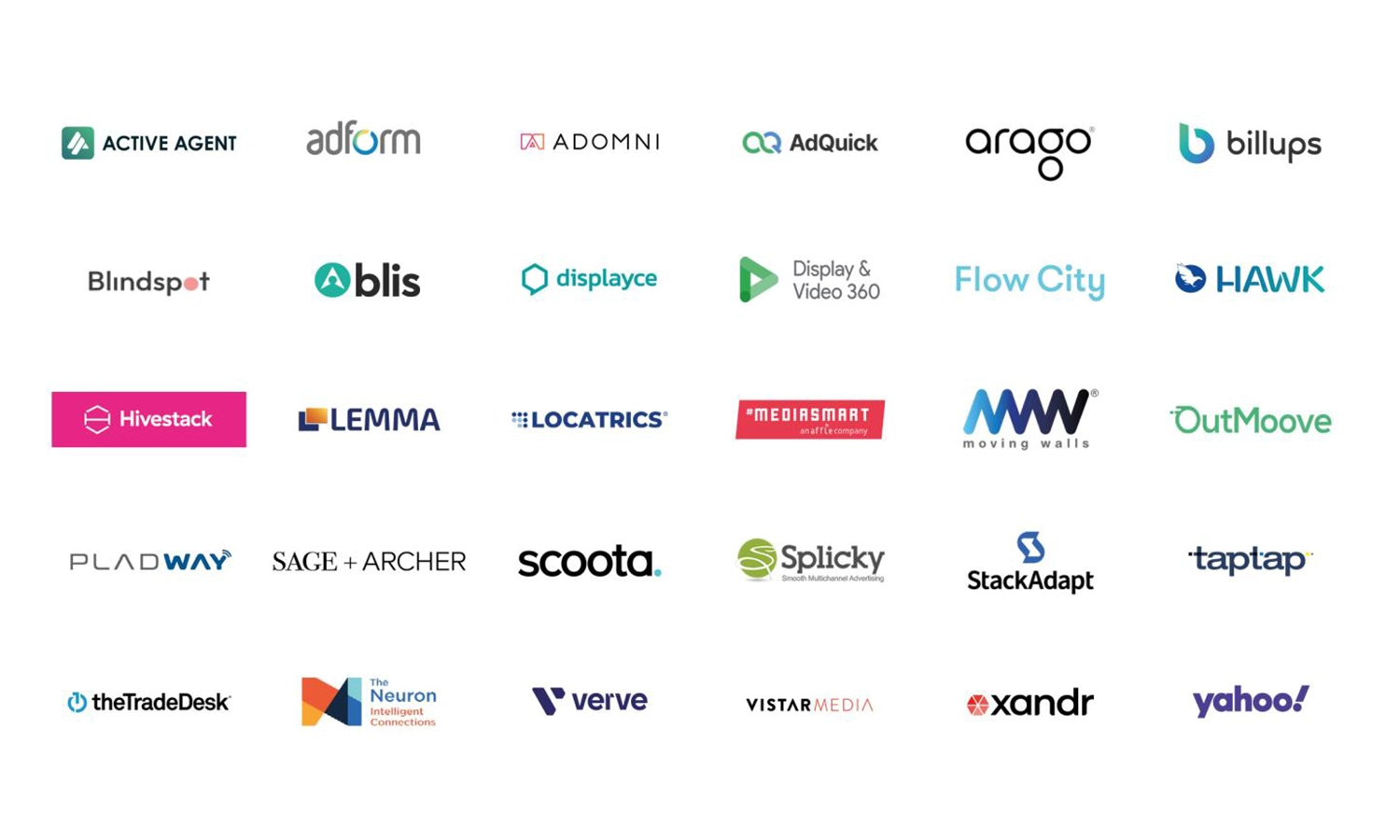 Sammlung verschiedener Logos von Demand Side Platforms auf denen das WallDecaux-Inventar verfügbar ist.