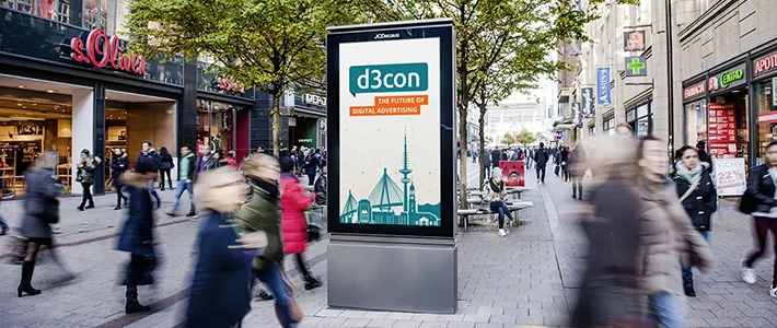 Digital City Light Poster zeigt Werbung für d3con 2023.